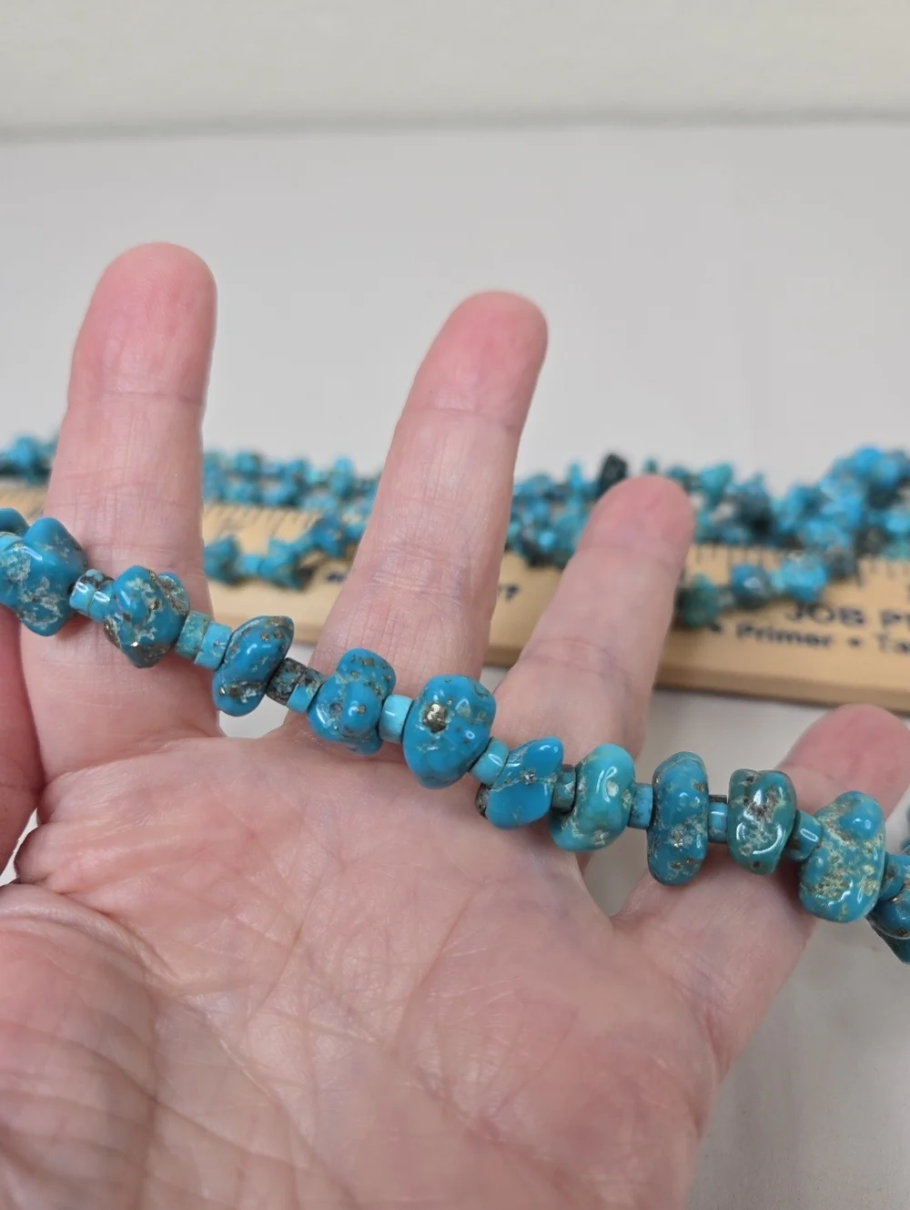 Native American Southwestern Turquoise Double Strand Necklace Nuggets-Heshi Bead